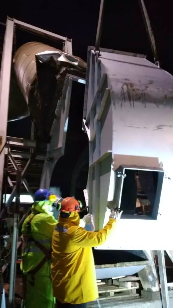 Fabricación y Cambio de Ventiladores Z41 y Z26 de proceso Planta Mapal Masisa